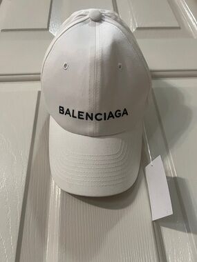 Balenciaga White Cap with Black Logo
